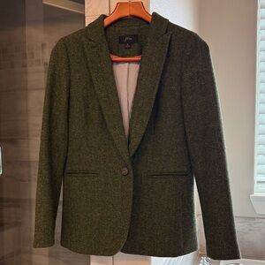 J. Crew Forest Green Herringbone Blazer